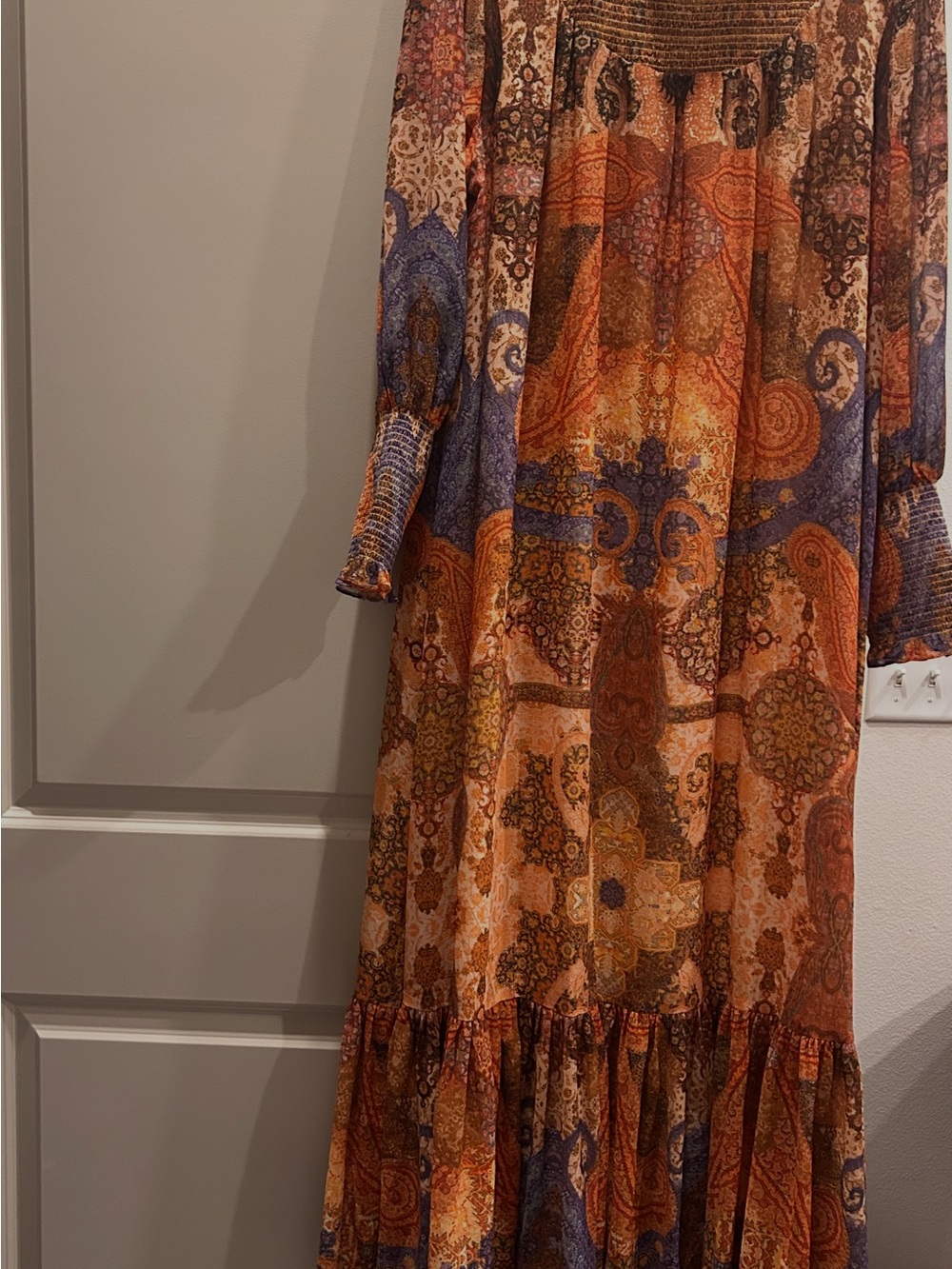 Soft Surroundings Paisley Maxi Dress in Orange and Blue